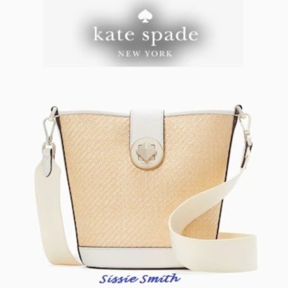 ♠️ Kate Spade ♠️ Mini Audrey Bucket Bag & Wallet in Straw & Leather - Picture 11 of 16